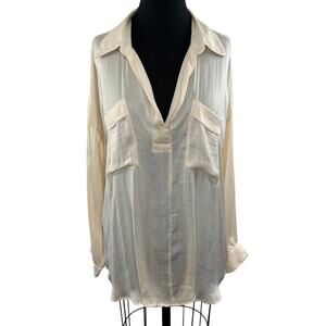 Free People Starry Dreams Pullover Hi-Low Oversized Long Sleeve Popover Top M